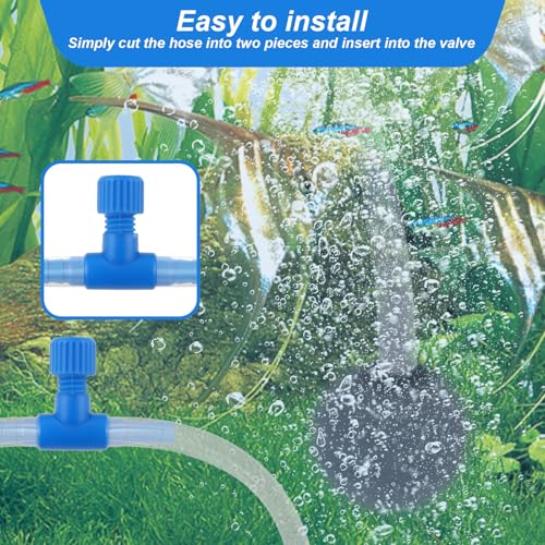 Psyqtsuary Aquarium Air Valve, 10 Pcs T Shaped Aquarium Air Control Valve Single Way Plastic Adjustable Air-Flow Control Regulator Aquarium-Air Pump Accessories for Fish Tank 3/16" ID Tubing (Blue) - color: Blue