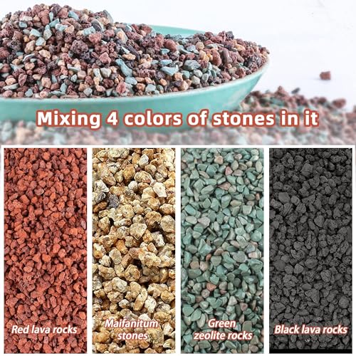 15lb Mix Horticultural Lava Rock Pebbles Pumice Potting Soil Amendment Succulent Cactus Bonsai Gritty Rock Decorative Gravel Plant Drainage Volcanic Rock for Aquarium Fairy Gardening Top Dressing - color: Mix Pebbles, size: 15LB