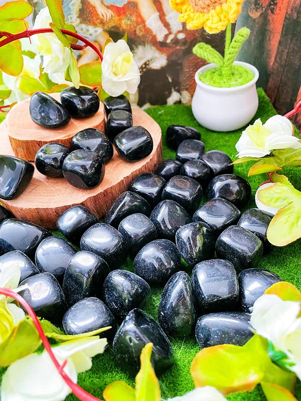 DUQGUHO Black Obsidian Natural Healing Crystals Set - Polished Tumbled Crystal Stones Bulk Irregular Pebble Stones Rocks 0.45 lbs - color: 07 Black Obsidian