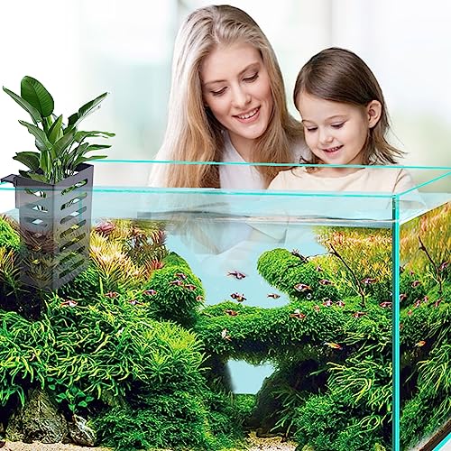 Upgraded Hanging Aquarium Plant Holder,2 Pcs Plastic Aquatic Plant Holders with Hooks and Suction Cups for Fish Tank Plant Decoration