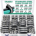 OURU 125PCS Cable Clamp,12 Sizes Stainless Steel Rubber Coated Cushioned Insulated Cable Clamps Assortment Kit-Metal Wire Clamps,Cable Clips,Pipe Clamps - size: 125 PCS - 12 Sizes
