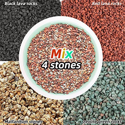 18lb Mix Lava Rocks for Plants in Door -Gravel Pebbles for Bonsai Succulent Cactus Potting Soil and Vase Fillers, Fairy Gardening,Top Dressing - color: Mix Gravel, size: 18lb