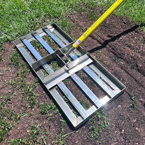Rocklin™ Lawn Leveling Rake – 22” x 10” Stainless Steel Leveling Tool with 78” Handle | Smooth & Level Soil or Grass | Durable Leveling Tool for Lawn, Yard | Fathers Day Gift for Dad, Husband & Men - size: 22 Inches
