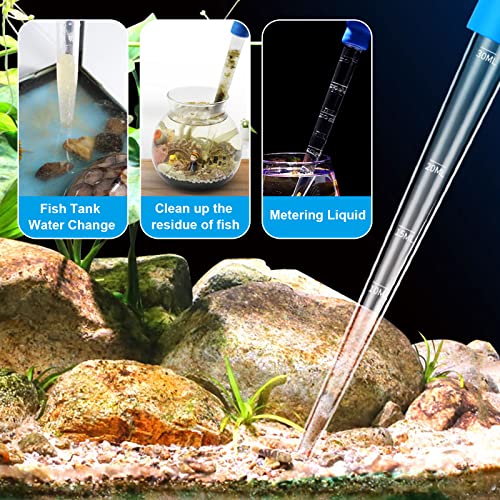 Manual Fish Tank Water Changer Aquarium Dropper, 30ml Aquarium Clean Pipette Dropper, Fish Tank Cleaning Waste Remover, Aquarium Gravel Cleaning Straw, Blue - color: Blue