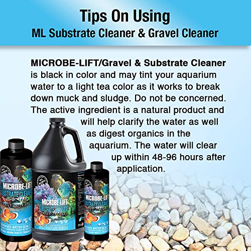 Microbe-Lift Gravel & Substrate Cleaner for Saltwater Aquarium and Freshwater Tanks, Tank Cleaner and Aquarium Water Conditioner, Clarifies Water, Reduces Muck, Aquarium Supplies, 16 Ounces (GSC16) - size: 16 Ounces