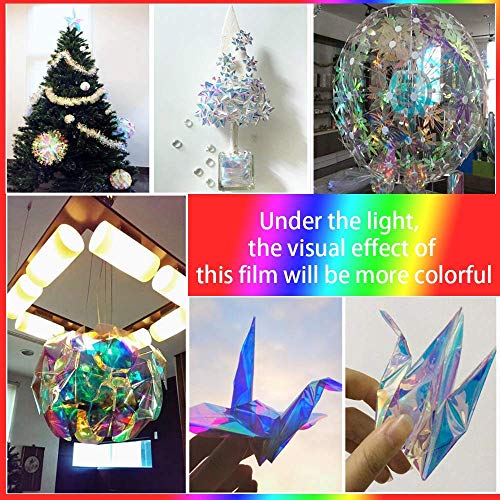 Holographic Decorative Iridescent Window Film Adhesive Glass Film Chameleon Rainbow Effect for Home Decal DIY Christmas Party Decoration Sticker, 54Inch x 100Feet, Cool Color - color: Cool Color, size: 54Inch x 100Feet