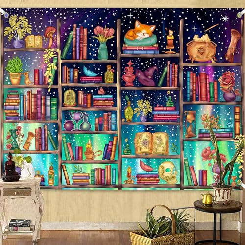 Medieval Bookshelf Backdrop 6x4 FT Bookcase Photography Background Bookshelf Library Backdrops Wall Hanging Dark Academia Photography Background Photo Studio Props - color: Green, size: 6x4 FT