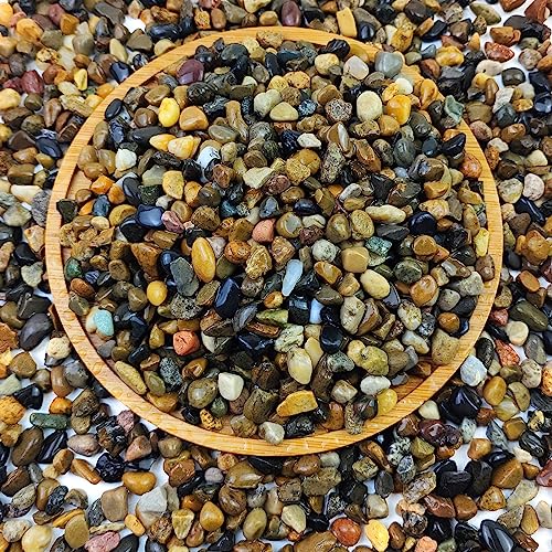 FANTIAN 2 lbs Aquarium Gravel, 1/4 inch Pea Gravel for Fish Tank, Decorative Pebbles River Rocks for Plants Succulent Vase Indoor Water Fountains and Outdoor Landscaping - size: 1/4 Inch