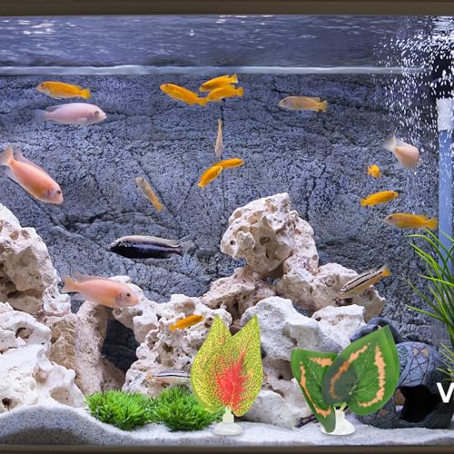 GALPADA 2pcs Reptile Terrarium Simulated Plant Leaves Set Purple Perilla Leaf and Apple Aquarium Decorations for Fish Tank and Reptile Habitat Landscaping
