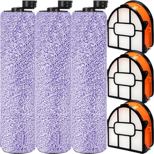 WDB1F2 Replacement Brushroll & Filte Bundle for Shark WD101 WD201 WD100 WD200 AW201 WD200C WD201C WD101C AW261 wd160 HydroVac XL 3-in-1 vacuum cleaner, compare parts WDB1, WDB2, WDFF1, WDFF2, WDB1F2 - color: wd101(3+3)