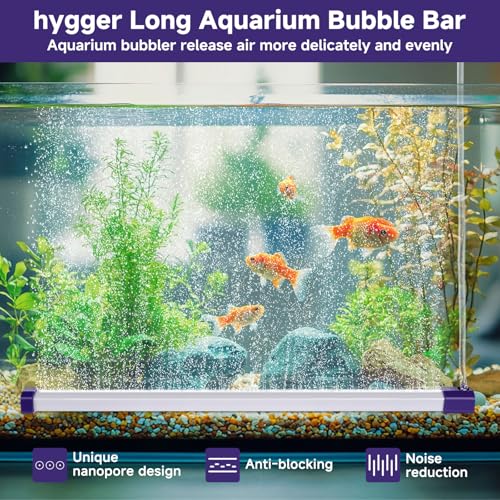 hygger 16.9 Inch Long Aquarium Bubble Bar, Ultra-Fine Quiet Oxygen Diffuser Bubble Curtain Wall, Self-Sinking Design Fish Tank Bubbler Decorations for Freshwater Saltwater - size: 16.9 Inch
