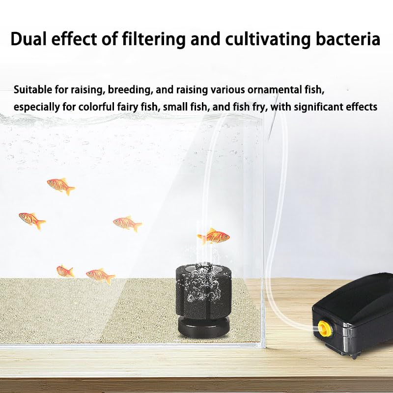 Aquarium Sponge Filter Fish Tank bio Biochemical Betta Shrimp Nano Filter with Airline Tubing (S up to 7Gal 2 Pcs)