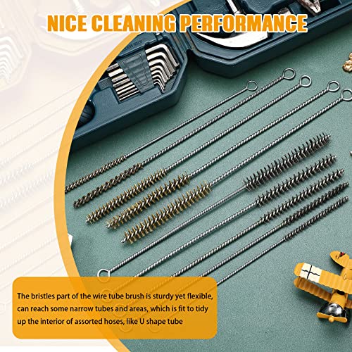 10 Pieces Wire Tube Brushes Bulk for Cleaning Pipe Tube Brass Stainless Steel Round Wire Brush for Auto Parts Christmas, Bottles, Tubes, 5 Sizes(Silver) (Silver Gold) - color: Silver Gold