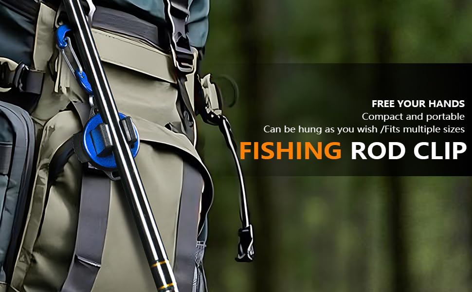 Fishing Rod Clip（Extra-Strength Version）, Wearable Fish Rod Holder， Fly Fishing Pole Holder Pole Clips Fly Fish Accessories - color: Blue