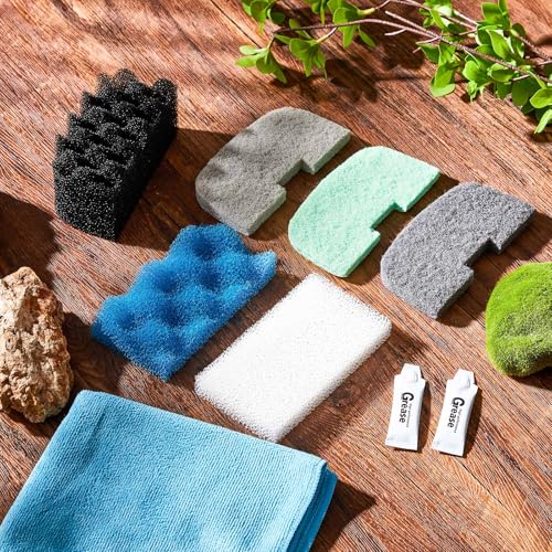 Threlaco 32 Pcs Filter Media Compatible with Fluval 106/107, Aquarium Replacement Maintenance Kit, Including Biological Sponge, Ammonia/Phosphate/Nitrite Remover Pad, Aquarium Towel, Grease - style: 106/107
