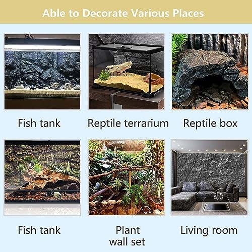4pcs Rock Terrarium Background,3D Reptile Tank Background Board,Amphibian Stereo Backdrop Wall,Lizard Snake Gecko Spider Chameleon Turtle Fish pet silo Background Decorative Panel - color: yellow-11.8"*8.8"（4pcs）