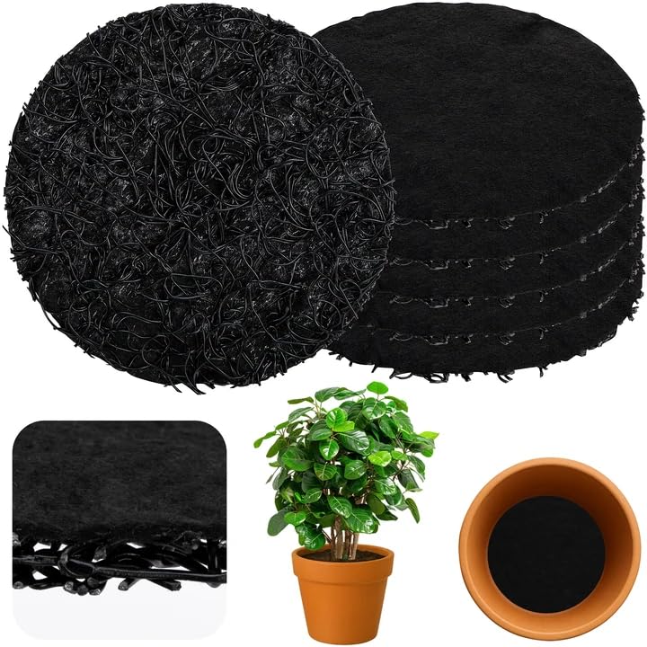6 Pack Pot Mesh Drainage Discs, 9 Inch Thickened Drainage Hole Insert Pads, Reusable Plant Pot Bottom Mesh Mats for Indoor Outdoor Gardening to Prevent Soil Loss and Keep Root Healthy - color: 9 Inch-6 Pcs