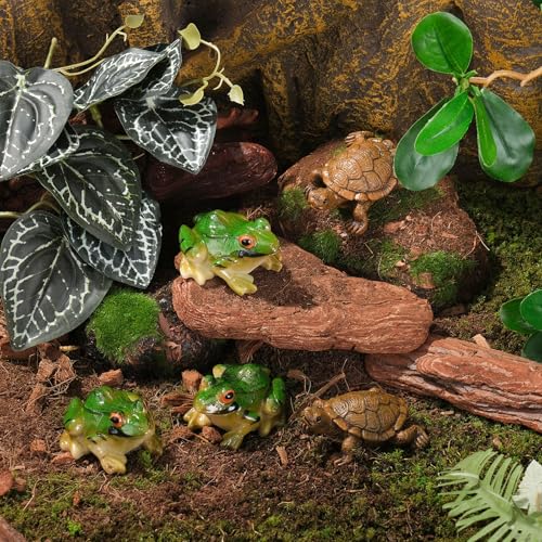 4pcs Miniature Green Frog Figurines Simulated Small Animal Resin Garden Sculpture Cute Funny Frogs Indoor Outdoor Realistic Statue for Micro Landscape Fish Tank Terrarium - style: Frog