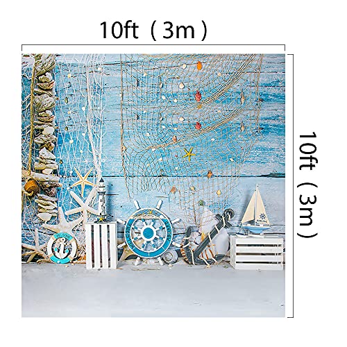 Kate 10x10ft Microfiber Summer Holiday Backdrops for Photography Rudder Helm with Anchor Photo Background Nautical Theme Party Decoration Props Backdrop - size: 10x10ft
