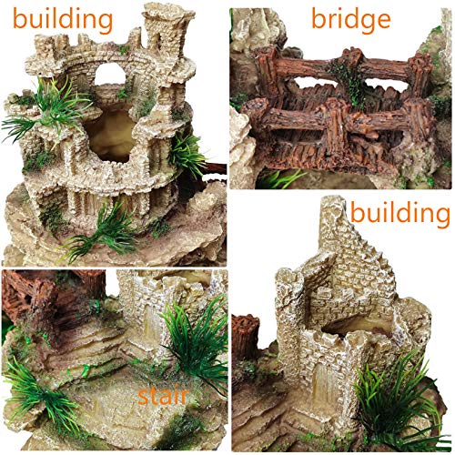 Hamiledyi Aquarium Antique Roman Column Castle Stone Cave Decorations, Fish Tank Artificial Resin Ruins European Ornaments, Large Landscaping for Betta Hide Play - style: Aquarium Castle Decoration