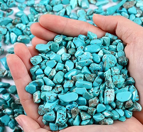 QINJIEJIE Turquoise Crystals Chips Natural Stone Gravel Bulk Crushed Rocks Pieces Polished Quartz Stone 0.55Lbs Decorative Fish Tank Pebbles Vase Filler Irregular Shaped Tumbled Gemstone for Home - color: Turquoise, size: 0.55 Pound