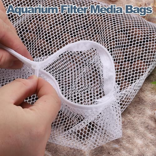 Aquarium Filter Media Bags, Fish Tank Fine Mesh Bag with Zipper Reusable Versatile 12 x 10 Inch, (White, 10Pcs), Intended for Fish Tank/Aquarium/Pond/Activated Carbon/Ceramic Rings - color: white, size: 12 x 10 in
