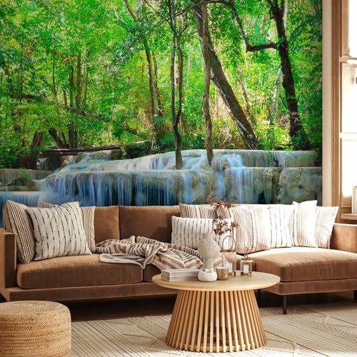 Premium Wall Mural Waterfall 118x91 in - Non-Woven Wallpaper Fleece Wall Decor Photo Print Picture Image Design Home Nature Lake Sun Forest Landscape 100403-180 - color: #07, size: 118"Wx91"H Premium Non-woven