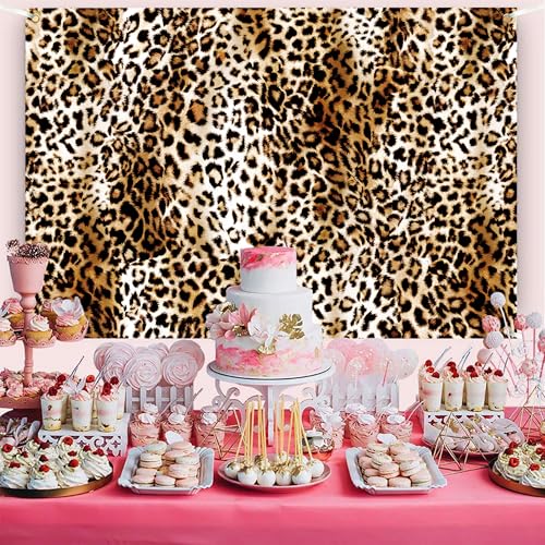 Leopard Wall Backdrop 12x8 FT Brown Cheetah Print Backdrops Animal Pattern Background for Photography Cheetah Birthday Party Decorations Photo Booth Prop Supplies - color: Brown, size: 12x8 FT