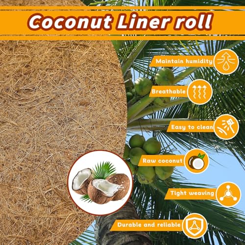 Hamiledyi 35.4×15.7" Reptile Carpet Coconut Fiber Substrate Large Lizard Cage Mat Coco Fiber Liner Snake Bedding Natual Coconut Fiber Carpet for Bearded Dragon Turtles Iguana Tortoises - size: 15.7x35.4inch