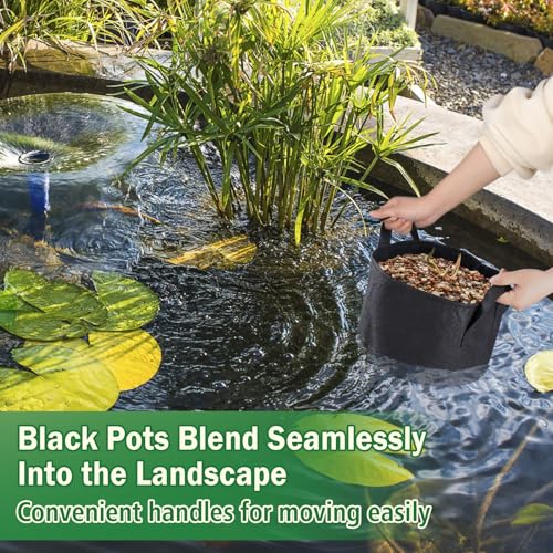 Aulock 8-Pack Lily Grow Bags for Pond - Durable Black Nonwoven Fabric Plant Pot with Handles, Aquatic Pond Planter for Aquatic Plants Water Lily (11.8" x 8"-3.7 Gallons) - size: 11.8" x 8"-3.7 Gal