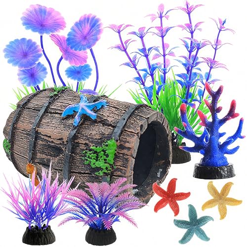 9Pcs Tank Accessories for Beta Fish,Small Fish Tank Decorations, Beta Fish Tank Starter Kit