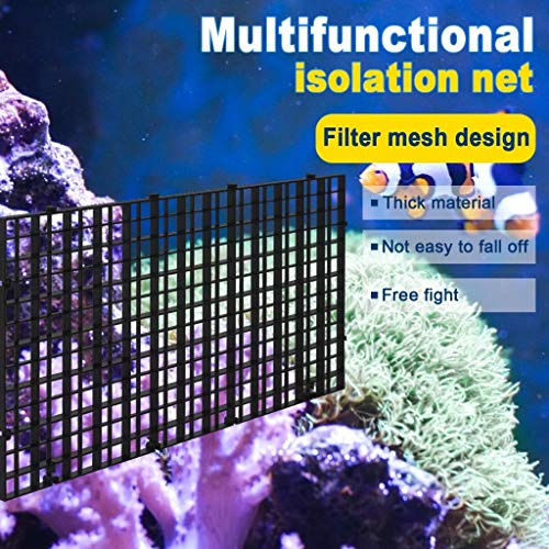 6 Pcs Aquarium Fish Tank Divider Plastic Egg Crate Aquarium Filter Bottom Tray Grid Isolation Board Partition Net Pane Separator for Mixed Breeding Light Diffuser,8 Pcs Sucker Clips Suction Cups,Black