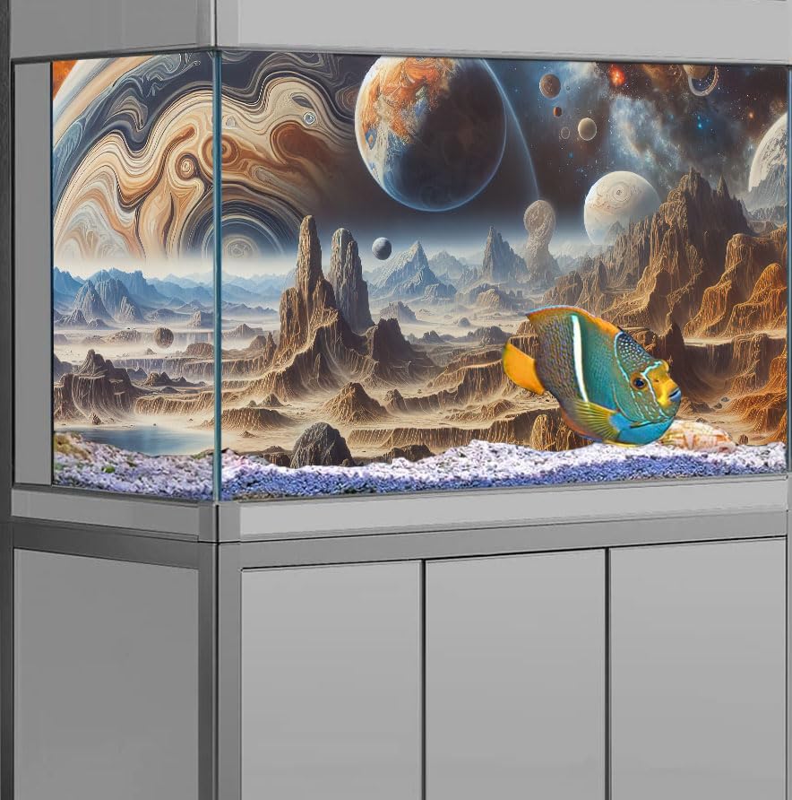 24X16IN Cosmic Spaceterrarium Background, Cool Parallel Space Themed Aquarium Reptile Habitat Background, Aquarium Background with 10EVA Double-Sided Tape - color: space02, size: 24X16in/60X40cm