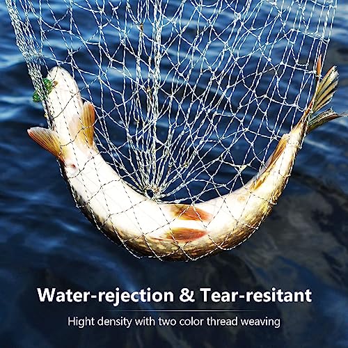 QualyQualy Large Bridge and Pier Fishing Net 32''/39'' Hoop, Foldable Drop Net Pier Fishing for Saltwater with Rope, Landing Net with Nylon Mesh, Collapsible Soft Steel Ring - color: Gray, size: M: 32''×36''
