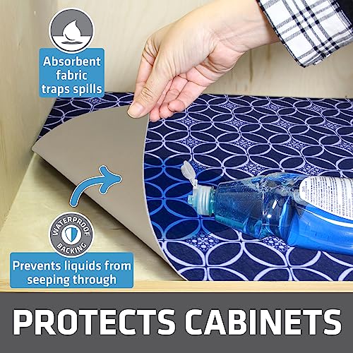 Drymate Premium XL Under Sink Mat, Waterproof Cabinet Protection Mats for Kitchen & Bathroom, Absorbent Shelf Liners, Slip-Resistant, Non-Adhesive, Machine Washable (USA Made)(24”x59”)(Indigo) - color: Indigo, size: 24"W x 59"L