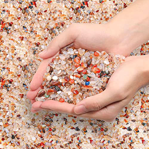T4U Crystal Chips Stone Crushed Quartz Glass 1LB - Carnelian Tumbled Gravel Small Decorative Pebbles Bulk, Mini Polished Rocks Pieces for Crafts, Vases Filler, Succulent Plants, Aquarium Gravel Rocks - color: #5 - Carnelian, size: 1 LB