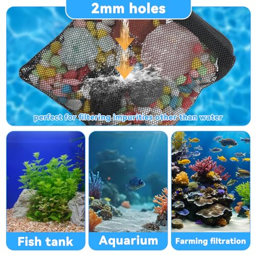 10Pcs Media Bags for Aquarium Fine Mesh Bag 4" x 4" with Plastic Zipper, Reusable Bag Mini Fish Tank Filter for Bio Activated Carbon Filterstones