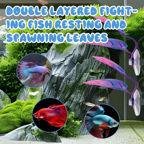 4 Pcs Betta Fish Hammock & Toy Set, Suction Cup Tunnel, Floating Betta Fish Skins, 2 Foliage Pads，Aquarium Hide and Feed Decor for Resting, Hiding & Play Areas.