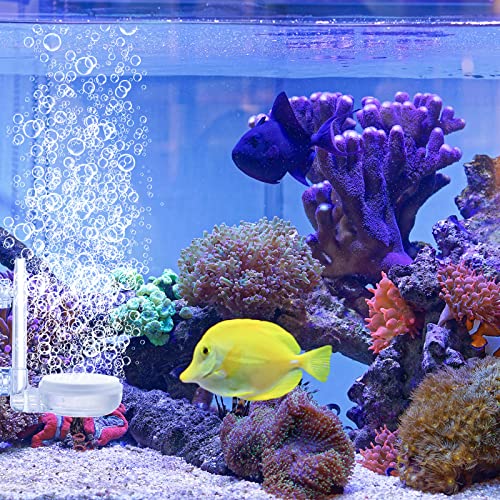 Treela Aquarium Air Stone Kit 2 Pack Nano Airstone with Control Valve & Suction Cups, Quiet Fine Bubble Diffuser for Fish Tank Aquarium