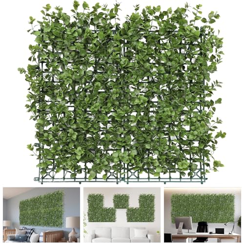 TANG 20"x20"-1PC Artificial Greenery Boxwood Panels Grass Wall Panel, Faux Privacy Fence Ivy Screens Backdrop Fake Hedge for Indoor Outdoor Wedding Décor, Olive Reineckea carnea Panel - color: Olive Reineckea Carnea Panel, size: 20"x20"