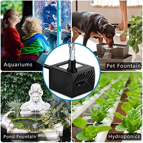 PULACO 50GPH 3W Mini Submersible Water Pump with 3.3 FT Tubing for Aquariums, Fish Tank, Pond, Fountain, Hydroponics