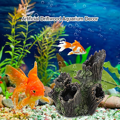 Aquarium Tree Trunk, Hollow Landscape Stump Wood House Resin Ornament Hideout Caves Rocks Decor Fish Tank Hole Stone Decoration Accessories Betta Cichlid Turtles Small Lizards Reptiles Amphibians - size: Type 1