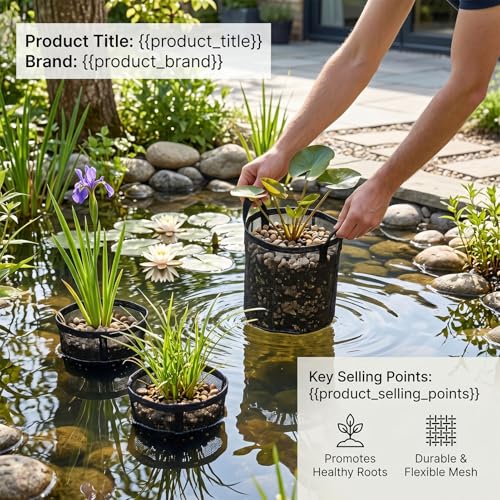 Zunate 4PCS Mesh Pond Plant Baskets, Reusable PVC Pond Planting Bags with Handles, Heavy Duty Tear Proof Containers for Garden Bog Plants, Aquarium Flower Vegetable Planter (Round) - size: Round