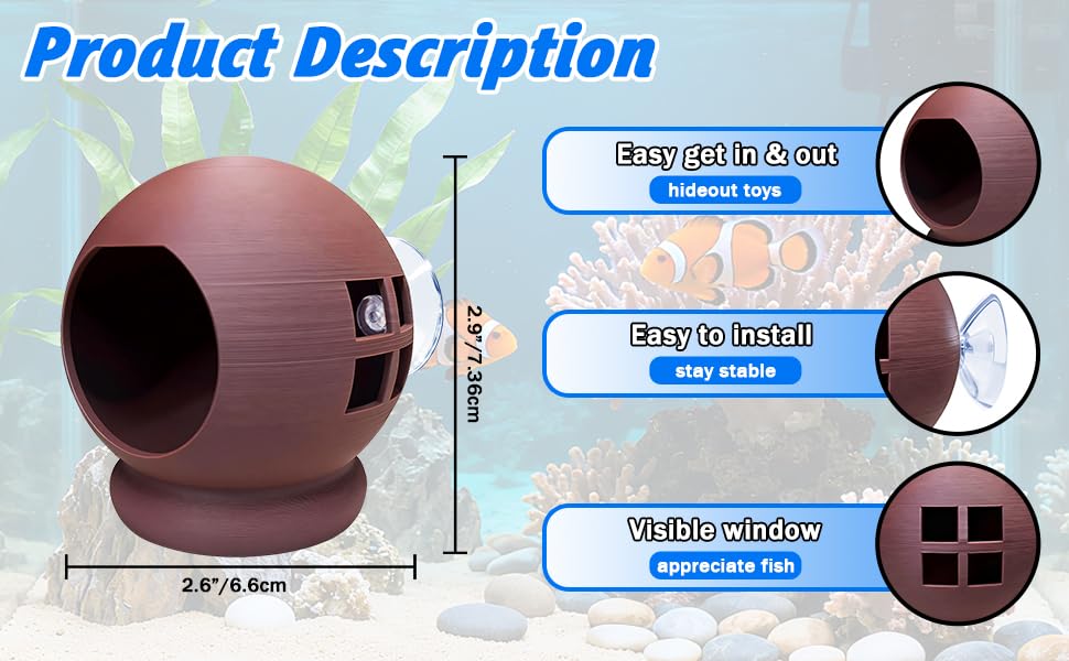 3-in-1 Honeycomb Betta Hammock Cave & Hideout with Suction Cup - Aquarium Decor for Betta Fish to Rest, Hide, Play - Easy Mount 3D Printed Fish Tank Accessory 3.15"x3.15"x3.15"