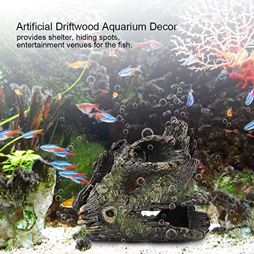 Tyenaza Trunk Aquarium, Aquarium Driftwood Ornaments Resin Wood Trunk Fish Tank Decoration Betta Fish Hideout Caves Decorations for Turtles, Reptiles - color: St-004c