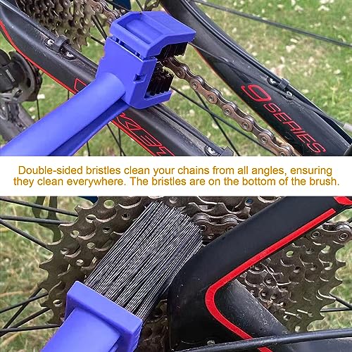 Ziciner 2 PCS Bike or Motorcycle Chain Washer, Motorcycle Chain Gear Dirt Clean Brushes, Universal Bicycle Chain Cleaning Brush Tool for Mountain Bike Heavy Duty Motorcycle (Blue) - color: Blue-2pcs