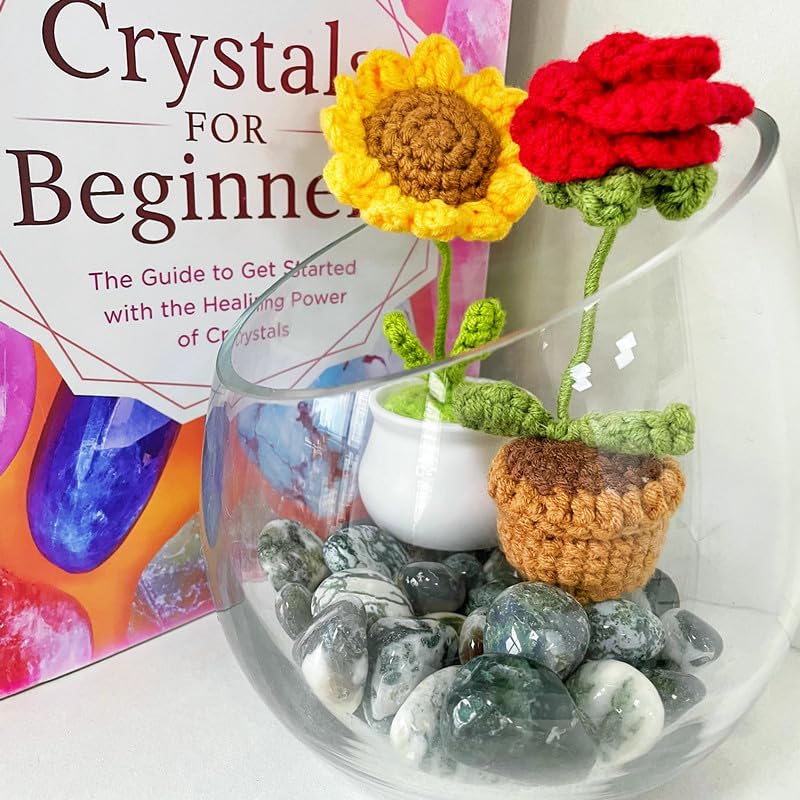 DUQGUHO Moss Agate Crystals Bulk Natural Irregular Polished Stones Tumbled Crystals Gemstone Rocks for Beginners Gift 200g - color: Moss Agate