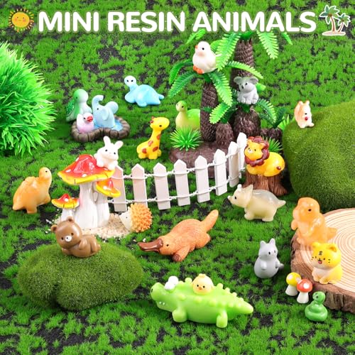 TINKRSTUFF 45PCS Mini Resin Animals Tiny Cute Forest Figurines, Miniature Figures to Hide, Little Animal Small Accessories for Topper Desk Garden Dollhouse Landscape Aquarium Ornaments Crafts & Decor - color: Forest Animals-45pcs