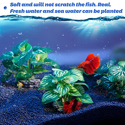 Ameliade Aquarium Plants Fish Tank Decorations Betta Silk Leaf Pad Hammock Cichlid Hides Decor Small Fish Bowl Accessories Ornaments Turtle Reptiles Axolotl Artificial Plants (3 PCS)