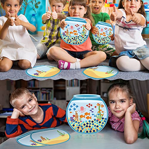 32 Pcs 100 Days of School Sticker Scene for Kids, Fun Vivid Fish Tank Stickers Toddler Preschool Build a Scene Crafts for School Classroom Activity Birthday Party, Backgrounds and Sticker Sheets Set